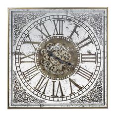 an ornate clock with roman numerals on the face is shown against a white background