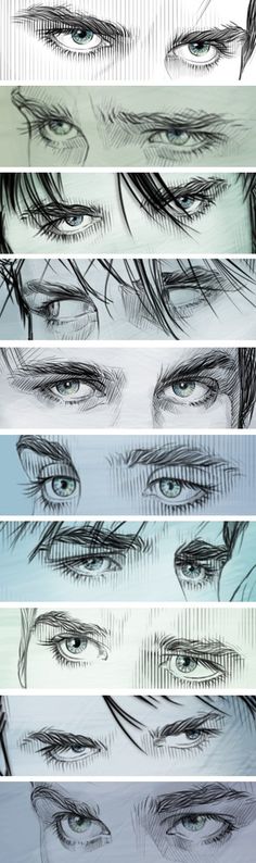 several different types of eyes are shown in this drawing lesson, which shows how to draw the