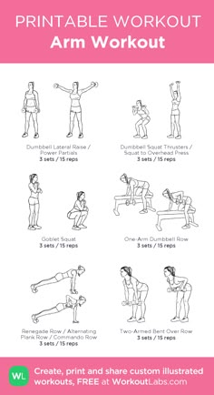 the printable workout poster shows how to do an arm workout