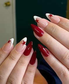 Nail Idea Back To School, Nails Photo Aesthetic, Nail Inspired Almond, Red Nails With Design Ideas, Red Nail Acrylic, Res Nails, Cute Red Nails, Insta Nails, Cute Almond Nails