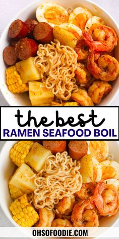 Text reads The Best Ramen Seafood Boil Noodle Seafood Boil, Cajun Ramen, Seafood Boil Seasoning Recipe, Tik Tok Ramen, Recipe With Ramen Noodles, Tiktok Ramen, Seafood Boil Seasoning