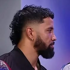 Jey Uso Haircut, Mullet With Beard, Tapered Mullet Men, Taper Mohawk, Mens Mullet