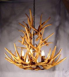 a chandelier made out of antler branches