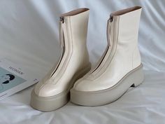 Heel: 5cm Calf leather upper rubber sole White Heels, Sled, Calf Leather, Reindeer, Rubber Sole, Personal Style, Leather Upper, Off White, Boots