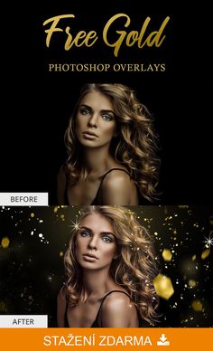 two photoshop overlays with the text free gold