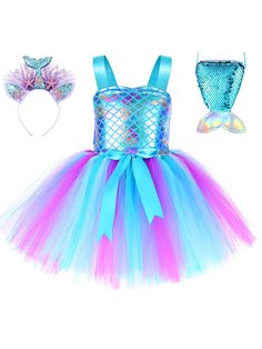 PRICES MAY VARY. Mermaid Style Design: fancy princess dress for 5-6 years' girls, sleeveless, elastic waist and flowy tulle tutu dress is elegant for little girls; Mermaid sequin fish scale design, dress your little girl as the mermaid princess you have never seen, this mermaid costume with headband dress-up accessories fulfills the princess's dream What's Contained: you will get 1 tutu dress and 1 mermaid headband, 1 sequin bling bag, this adorable mermaid tutu dress for little girls, sequins t Mermaid Tutu Dress, Superhero Dress Up, Girls Mermaid Costume, Superhero Dress, Mermaid Birthday Outfit, Headband Dress, Mermaid Tutu, Costume Tutu, Mermaid Headband