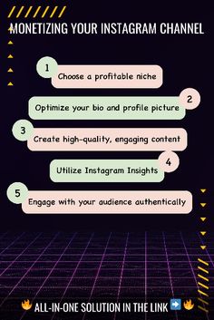 an info poster with the text, how to monetize your instagram channel