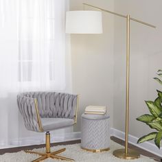 a living room scene with focus on the floor lamp