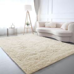 Faux Fur Anti Slip Soft Plush Cream Shaggy Rug Fluffy Bedroom Rug, Cream Bedrooms, Fluffy Rugs, Fuzzy Rug, Cream Living Rooms, Rug Cream, Faux Fur Rug, Beige Carpet, Fluffy Rug