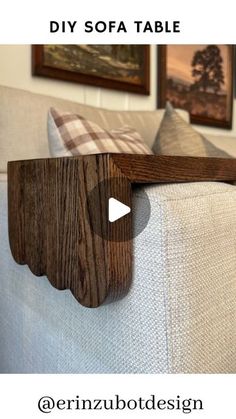 a couch that has some wood on it