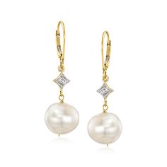 Drop Earrings Diamond, Yellow Gold Diamond Earrings, Pearl Drop Earrings Gold, Cultured Pearl Bracelet, Pearl Birthstone, Freshwater Pearl Drop Earrings, Pearl Rings, Earring Ideas, Yellow Gold Jewelry