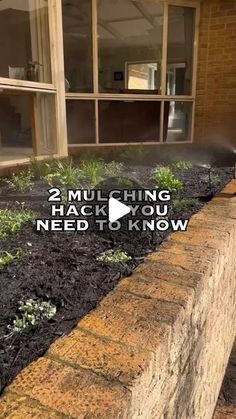 a brick wall with plants growing out of it and the words 2 mulching hacks you need to know