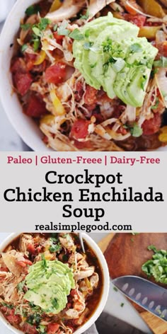 chicken enchilada soup recipe with text overlay