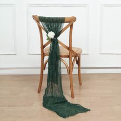 5 Pack | Hunter Emerald Green Gauze Cheesecloth Boho Chair Sashes - 16inch x 88inch Linen Napkins Wedding, Folding Chair Covers, Chair Sash, Spandex Chair Covers, Wedding Chair Decorations, Boho Chair, Chair Sashes, Simple Aesthetic, Flower Girl Dresses Tulle