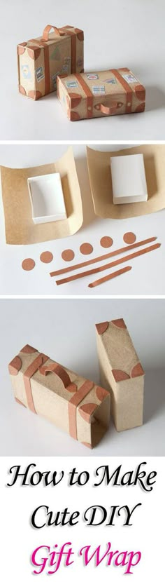 how to make cute diy gift wrap boxes from cardboard and paper with free printable labels