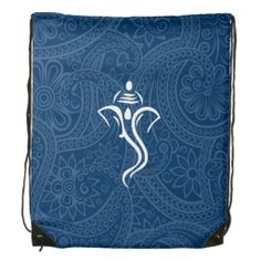 a purple drawsack bag with an image of the lord gandapaa on it