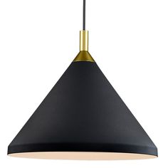 a black and gold pendant light hanging from a ceiling