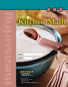 a kitchen math workbook with a pair of scissors on top of the book cover