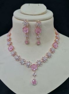 Neck Less Design Jewellery, Fancy Jewellery Necklace, Pink Jewellery Set, Pink Necklace Jewelry, Wedding Jewellery Designs, Bridal Jewelry Sets Brides, Wedding Jewelry Sets Bridal Jewellery, Dark Jewelry