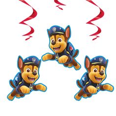 Unique PAW PATROL HANGING SWIRLS (3 PK) Party Decor 77430-UN Chase From Paw Patrol, Paw Patrol Party Supplies, Paw Patrol Characters, Police Dog, Paw Patrol Birthday Party, Patrol Party, Paw Patrol Party, Paw Patrol Birthday, Metallic Foil