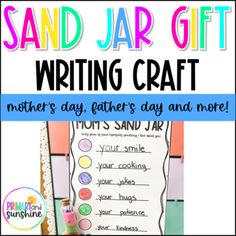 sand jar gift writing craft for mother's day, father's day and more