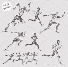 a set of running men in different poses