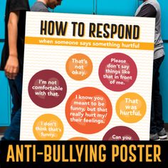 No matter our best efforts and initiatives, unfortunately bullying will always happen in schools. With technology, it happens even faster, and it's harder to catch. Hang up this poster in your classroom, common areas, or counseling office to teach students how to respond when another student says something hurtful. The poster includes the following phrases:That's not okay.Please don't say things like that in front of me.I'm not comfortable with that.I know you meant to be funny, but that really Counseling Office, Not Okay, School Counseling, Say Something, Social Work, You Funny, When Someone, Counseling, Knowing You