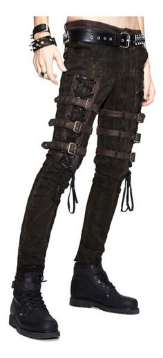 Asylum Pants Vampire Outfit Masculine, Mens Fantasy Pants, Men's Gothic Clothing, Gothic Clothes For Men, Suit Pants Reference, Futuristic Clothing Concept Art Male, Punk Goth Fashion Men, Steampunk Fashion Masc, Casual Steampunk Outfits Men