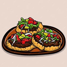 some tasty looking pizzas on a plate with lettuce and tomato toppings