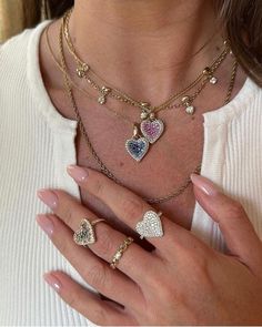 Colorful Necklaces, Jewellery Luxury, Bridal Jewelry Collection, Heart Shaped Jewelry, Heart Shaped Rings, Dope Jewelry, Jewellery Designer, Pretty Necklaces, Jewelry Lookbook