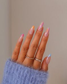 Gel X Nail Designs Spring, Bright Summer Acrylic Nails Almond, Spring Nails Stiletto, Spring Inspo, Cute Summer Nails, Short Acrylic, Vacation Nails, Neutral Nails