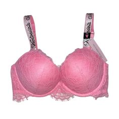 Size 32d New With Tags Color: Pink Roses Push-Up Victoria Secret Pink Bras, Pretty Bras, Kids Perfume, Cute Bras, Victoria Secret Bras, Pink Bra, Push Up Bra, Vs Pink, Victoria's Secret Pink