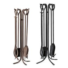 three different types of fireplace tools