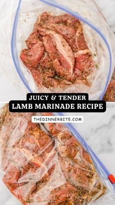 juicy and tender lamb marinade recipe in a plastic bag