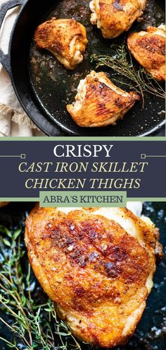 crispy cast iron skillet chicken thighs with herbs