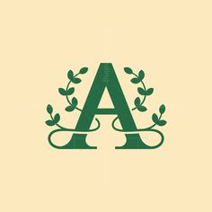 the letter a is made up of two green trees and leaves on top of each other