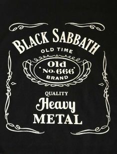 black sabath t - shirt with white lettering on the front and back side