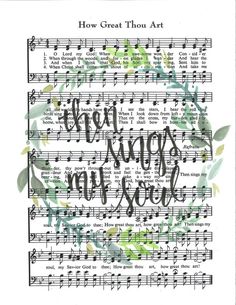 sheet music with the words how great thou art