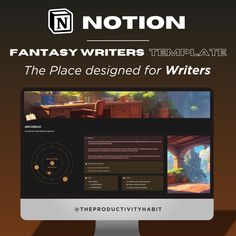 an image of a computer screen with the words fantasy writer template on it's side