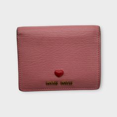 Miu Miu Pink Love Wallet Leather Body And Gold Hardware Features Space For Cards, Cash, Etc. Comes With Guarantee Card Condition: 8/10 Miu Miu Heart Pink Love, Miu Miu, Gold Hardware, Leather Wallet, Pink Ladies, Bag Lady, Wallet, Leather, Pink