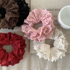 Flower Lace Tirm Scrunchies Hair Tie Large Gingham Cottage Scrunchie,  Hair Ties Cute Ponytail Holder, Mother's Day Gift Diameter: 15cm/ 5.9'' (Conversion : 1 inch = 25.4mm or 1mm = 0.0393 inch) Accept custom order and wholesale for large order. Wishing you a happy shopping:) Cute Ponytail, Dress Patterns Diy, Cute Ponytails, Scrunchies Hair, Rose Beige, Scrunchie Hair, Hand Embroidery Projects, Flower Lace, Hair Rings