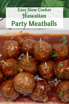 the meatballs are covered in sauce and garnished with parsley