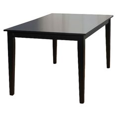 the table is black and has a square shape on top, with one leg raised up