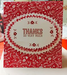 a red and white card with the words thanks so very much