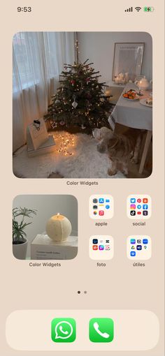 an image of a christmas tree in the living room with other pictures and text below it