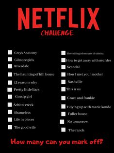 a black and red poster with the words netflix challenge