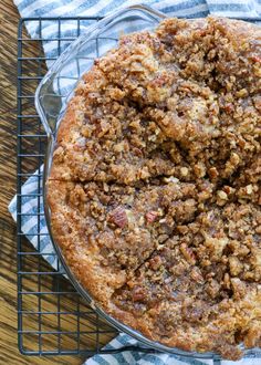 a pie sitting on top of a cooling rack