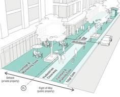 a diagram shows the location of an outdoor space in which people can sit and walk