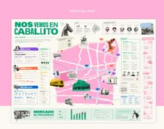 a map with different things on it in pink and green, as well as the words'no vendos en caballito '