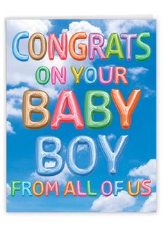 congratulations card with the words congrats on your baby boy from all of us